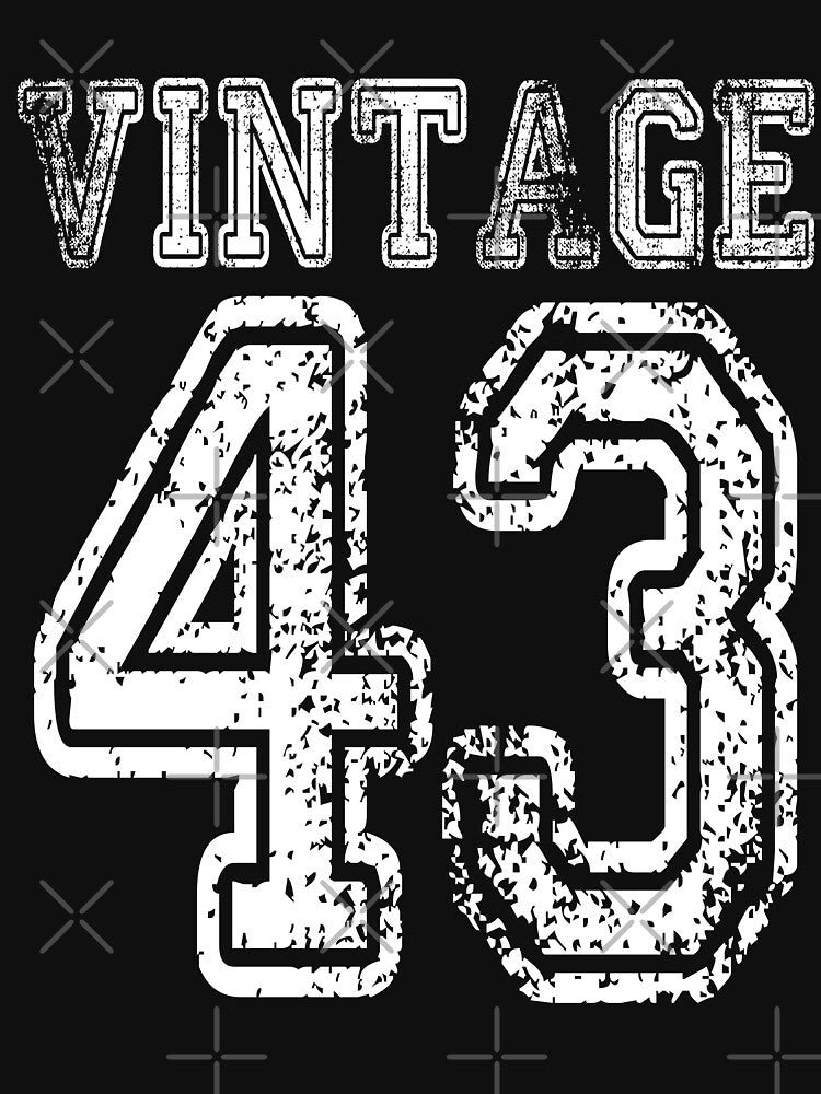 Vintage 43 1943 2043 T-shirt Birthday Gift Age Year Old Boy Girl Cute Funny Man Woman Jersey Style by... (Image 3)