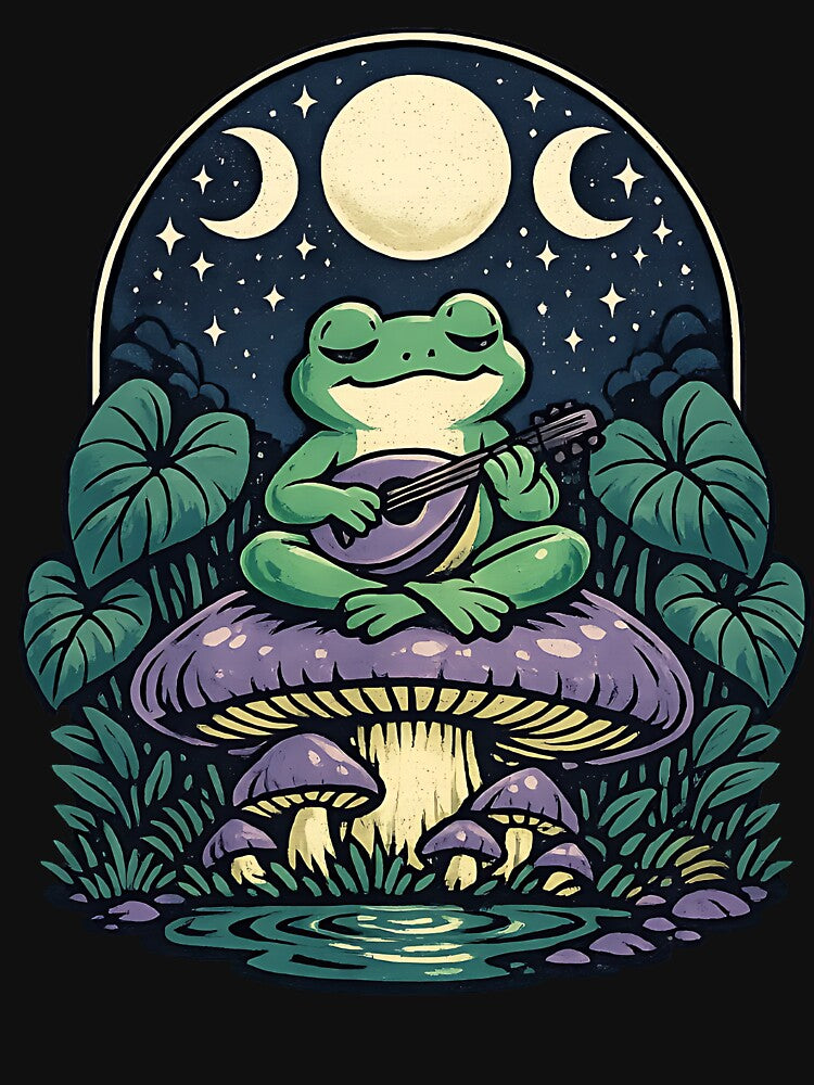 Frog playing a lute mushroom by kittyonmyofoot T-Shirts, Hoodie, Sweatshirt | BlankRebels.com (Image 3)