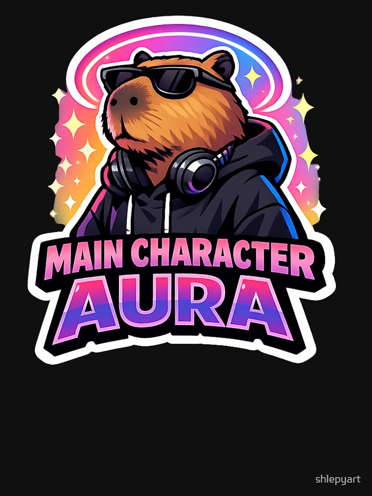Main Character Aura Capybara Sticker – Aesthetic Vibe Vinyl Decal by shlepyart T-Shirts, Hoodie, Sweatshirt (Image 3)