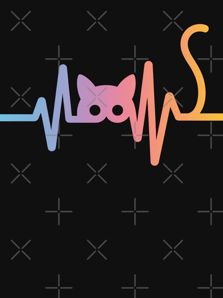 Cat Heartbeat Minimalist Line Art With Gradient by chattsuede