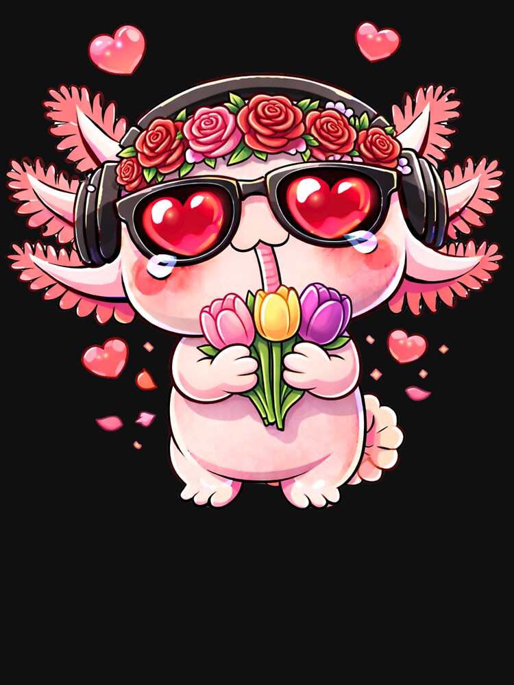 Flower Crown Axolotl – Cute Kawaii Axolotl with Rose Crown Chibi Anime Art by ColorSplash123 T-Shirts, Hoodie,... (Image 3)