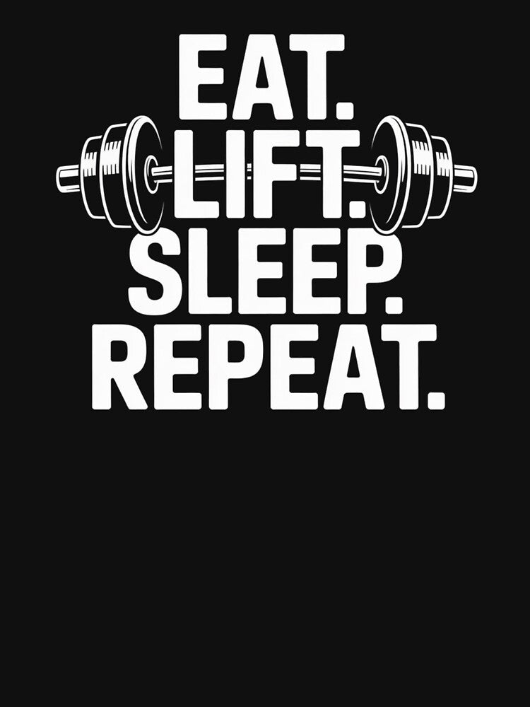 Eat. Lift. Sleep. Repeat – Gym Life Mantra with Barbell Design by teevoxx T-Shirts, Hoodie, Sweatshirt (Image 3)