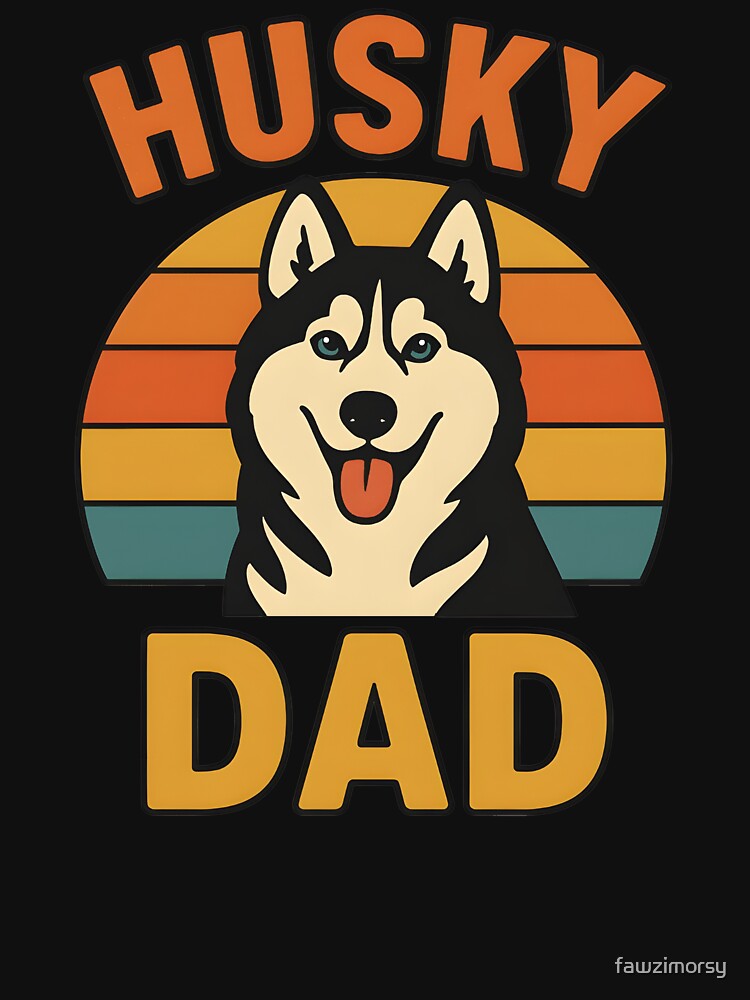 Husky Dad Retro Vintage Sunset – Siberian Husky Dog Lovers by fawzimorsy T-Shirts, Hoodie, Sweatshirt (Image 3)