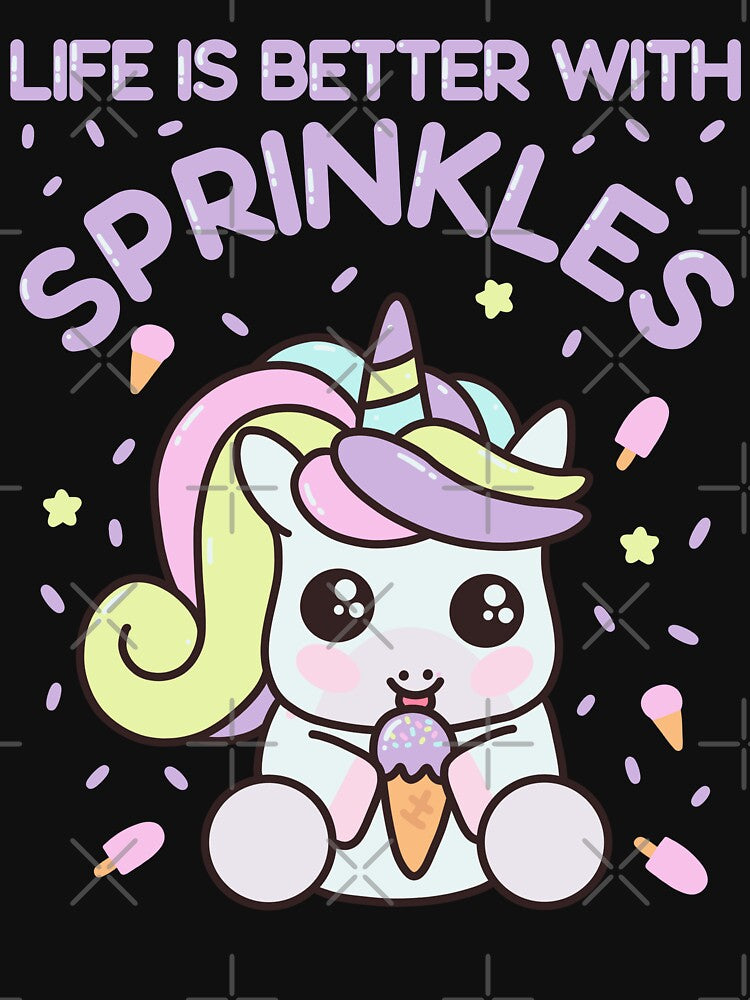Kawaii Cute Magical Pastel Ice Cream Unicorn Life is better with Sprinkles by JokeGysen T-Shirts, Hoodie,... (Image 3)