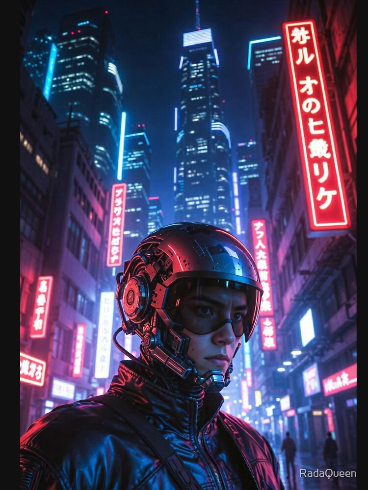 Cyberpunk Neon Samurai – Futuristic Helmet Rider Japanese Megacity Night T-Shirts, Hoodie, Sweatshirt