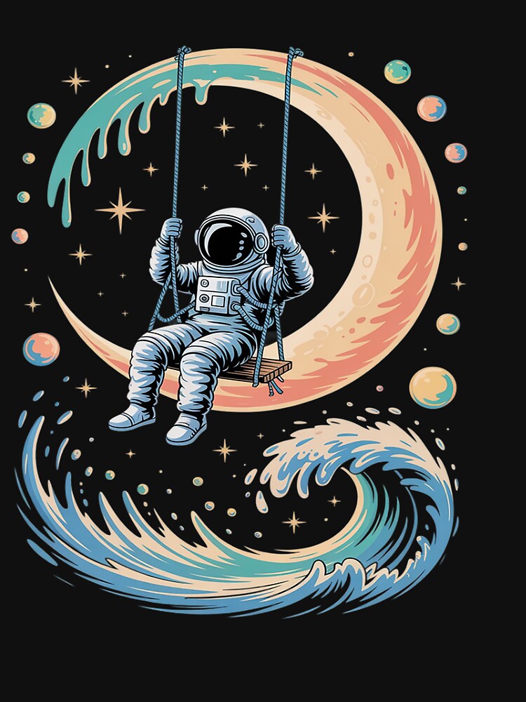 Funny Astronaut Swing on Moon by Tatianamiobi T-Shirts, Hoodie, Sweatshirt | BlankRebels.com (Image 3)
