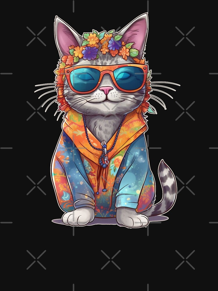 Hippie Cat by NerdCulture T-Shirts, Hoodie, Sweatshirt | BlankRebels.com (Image 3)