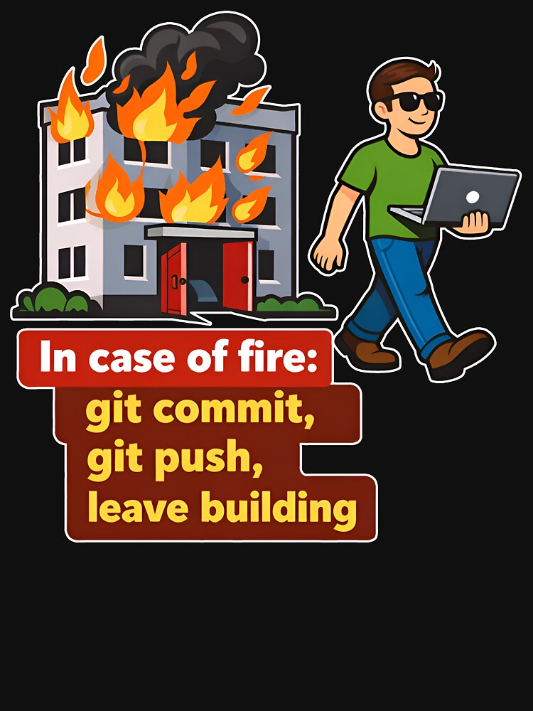 In Case Of Fire Git Commit Git Push Funny Programmer by Zenith Design T-Shirts, Hoodie, Sweatshirt (Image 3)