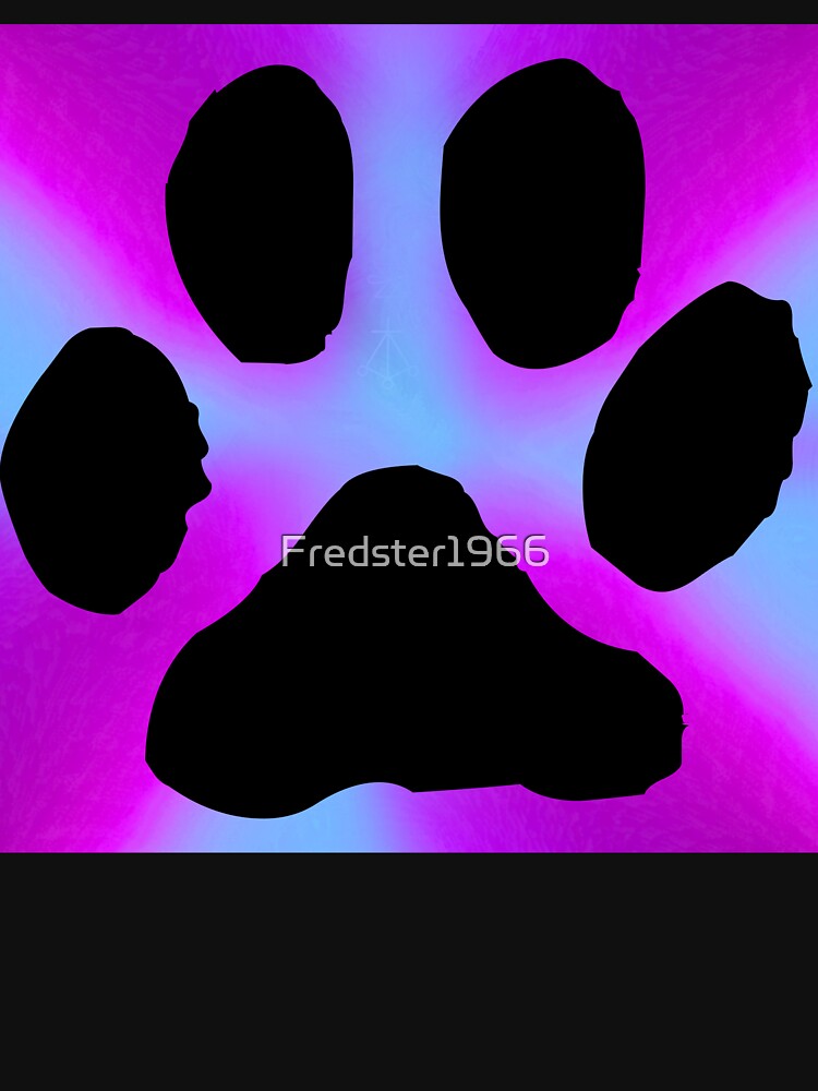 Dog Paw Print Silhouette on Cool Blue, Magenta & Purple Gradient Background by Fredster1966