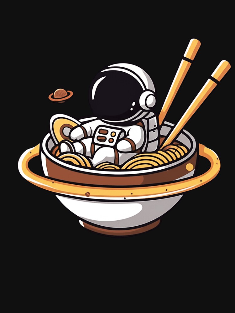 Chibi Astronaut in Ramen Bowl Spaceship – Funny Kawaii Space Design by ColorSplash123 T-Shirts, Hoodie, Sweatshirt (Image 3)