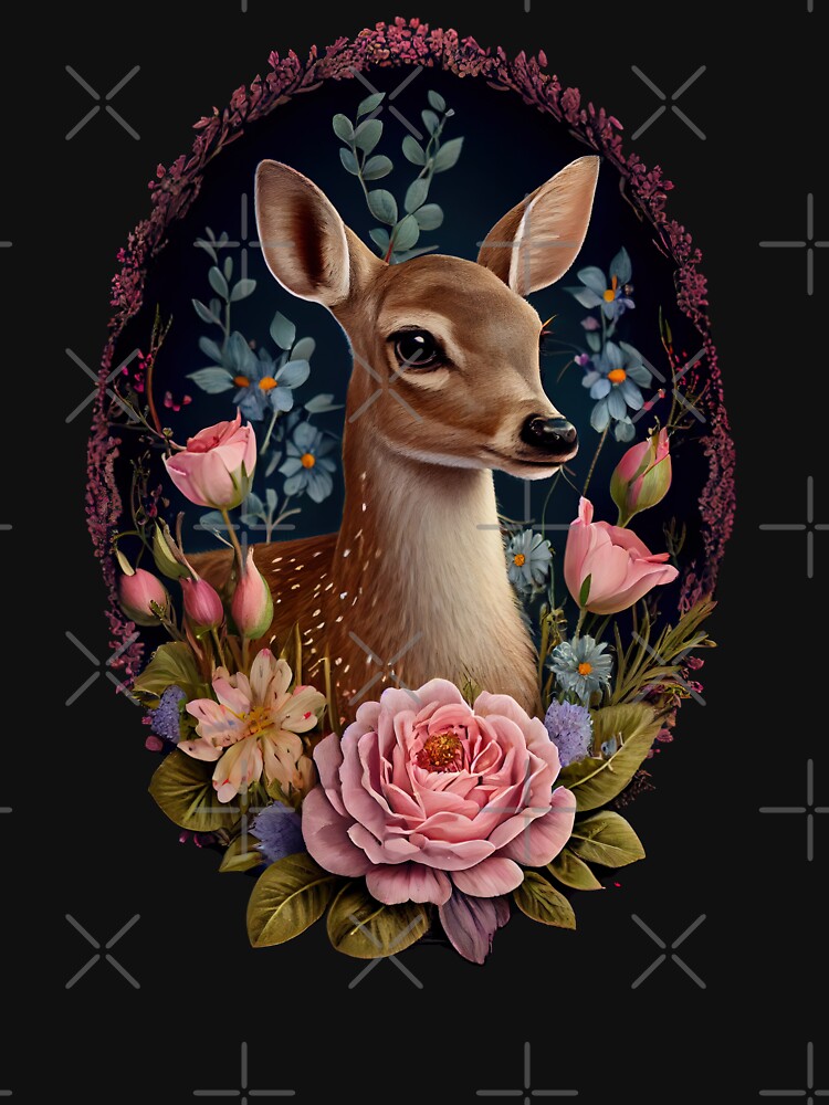 Deer Doe Cottagecore Floral Cute Woodland Aesthetic by SpookshowDesign T-Shirts, Hoodie, Sweatshirt (Image 3)