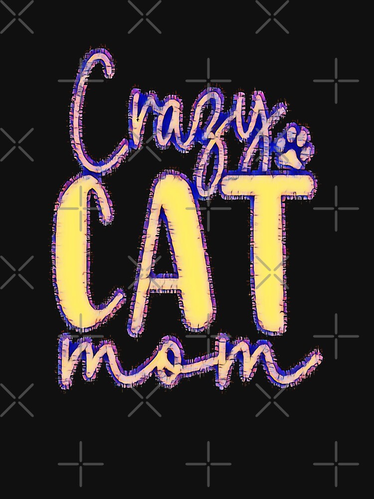 Crazy Cat Mom Glitch Art | Yellow & Purple Trippy Cat Lover by creativerooney T-Shirts, Hoodie, Sweatshirt (Image 3)