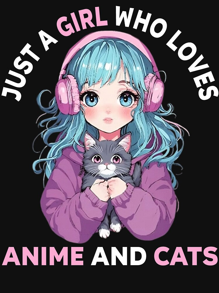 Chill Anime Girl Cat Lover T-Shirt by LarryMBrown