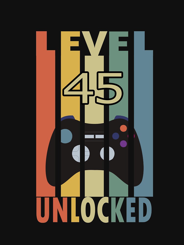 Level 45 Unlocked Vintage Gaming T-shirt Retro 45th Birthday Gift by TDesignFactory Hoodie, Sweatshirt (Image 3)