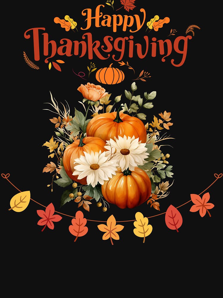 Happy Thanksgiving Pumpkin Leaves and Autumn Colors by FreeMind-Design T-Shirts, Hoodie, Sweatshirt (Image 3)