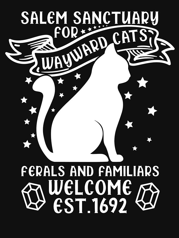 Salem Sanctuary For Wayward Black Cats Funny Halloween by DNW-art T-Shirts, Hoodie, Sweatshirt | BlankRebels.com (Image 3)