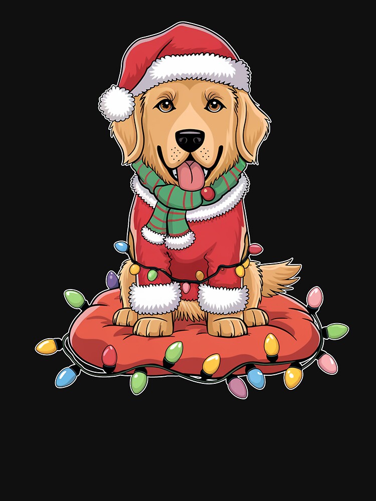 Golden Retriever Holiday Christmas Light by SatyakiMandal3D T-Shirts, Hoodie, Sweatshirt | BlankRebels.com (Image 3)