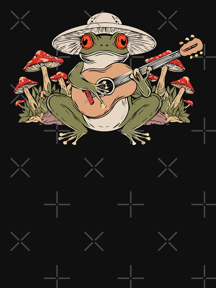 Cute Cottagecore Aesthetic Frog Playing Guitar Mushroom Vintage Graphic by Dapper-Art T-Shirts, Hoodie, Sweatshirt (Image 3)