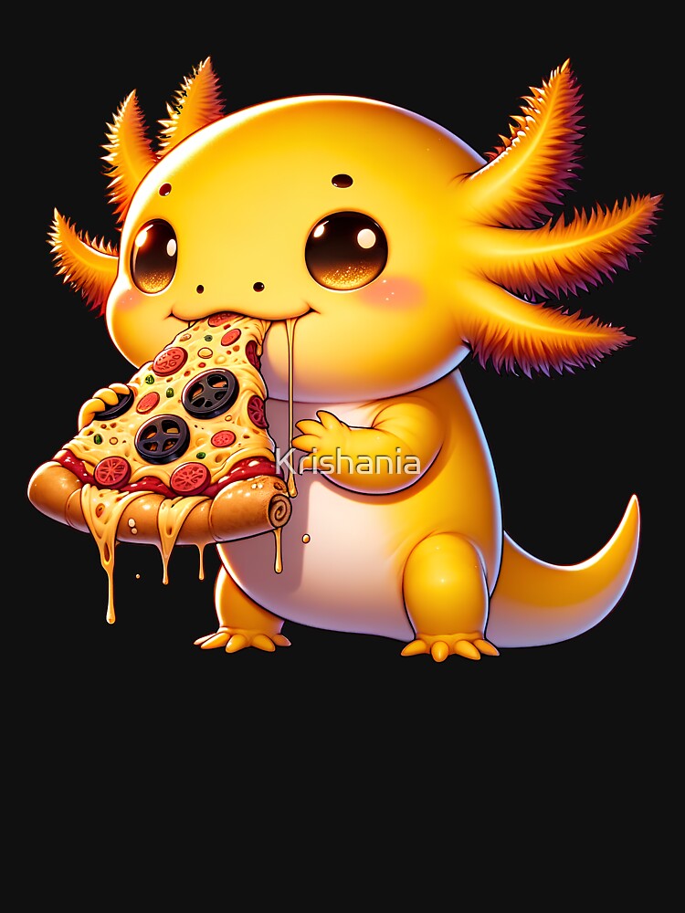 Cute Yellow Axolotl Eating Pizza Lover Funny Food by Kimberley King Art  King Art T-Shirts, Hoodie, Sweatshirt (Image 3)