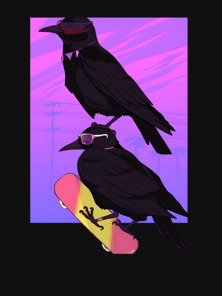 Vaporwave Japanese Raven Black Crow Skater by lsafbwqkkjo68 T-Shirts, Hoodie, Sweatshirt | BlankRebels.com (Image 3)