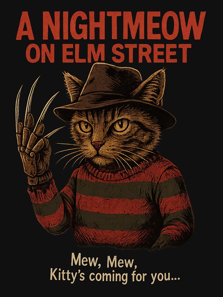 A Nightmeow on Elm Street | Vintage Cat Horror Movie by Oh, the HORROR! T-Shirts, Hoodie, Sweatshirt (Image 3)