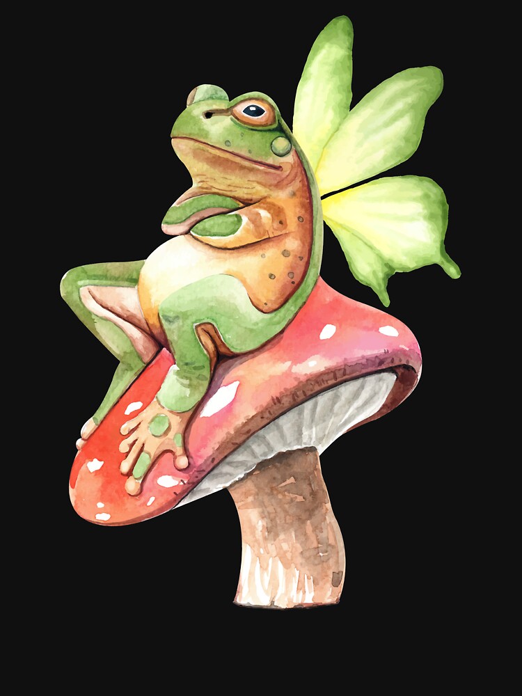 Cottagecore Frog Cute Fairy Frog On Mushroom by marybethmckim T-Shirts, Hoodie, Sweatshirt | BlankRebels.com (Image 3)
