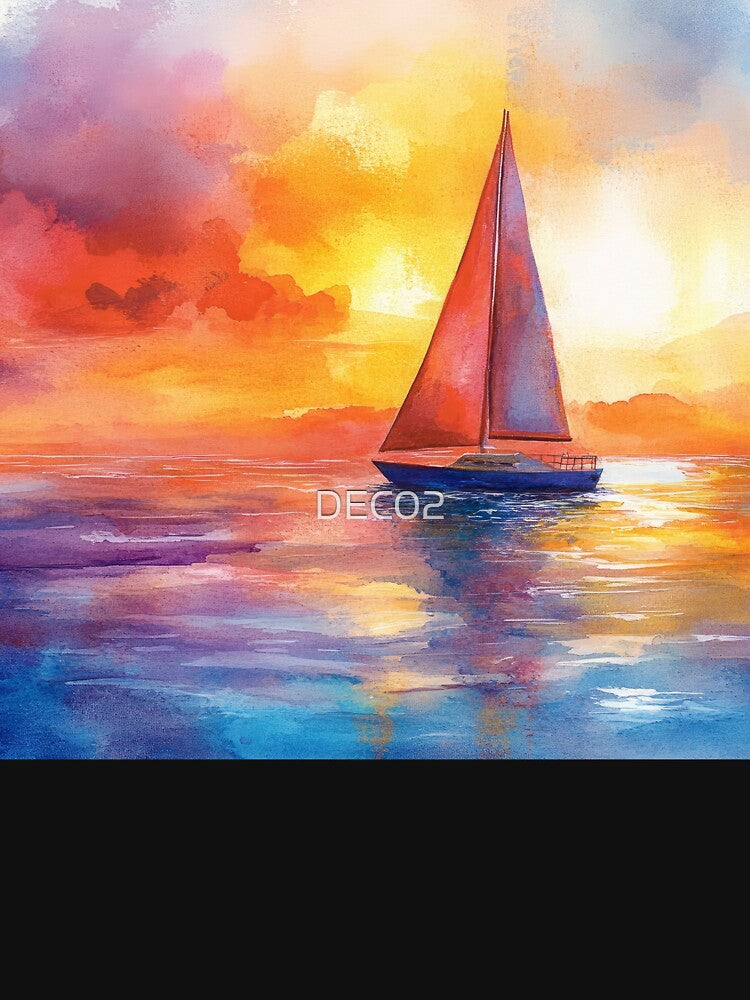 Sailboat On The Lake Surrounded By Colorful Sunset by DEC02 T-Shirts, Hoodie, Sweatshirt | BlankRebels.com (Image 3)