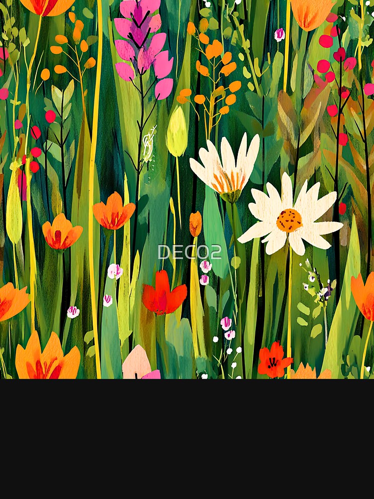 Vibrant Colorful Flowers And Leaves In Garden Artwork by DEC02 T-Shirts, Hoodie, Sweatshirt | BlankRebels.com (Image 3)