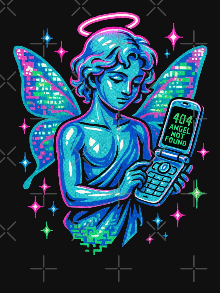Glitch Angel 404 – Neon Y2K Pixel Chrome by AwesomeBeyondLimits T-Shirts, Hoodie, Sweatshirt | BlankRebels.com (Image 3)