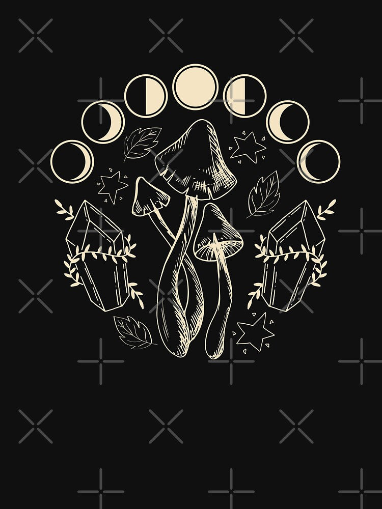Goblincore Aesthetic Mushroom Moon Phases, Cottagecore Crystals by FOGODesigns T-Shirts, Hoodie, Sweatshirt (Image 3)
