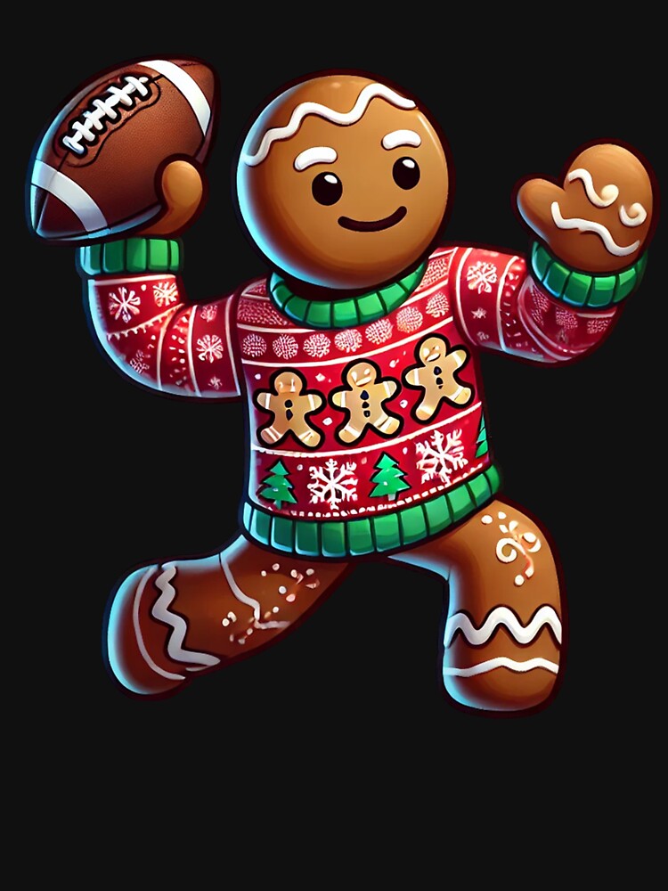 Football Christmas Gingerbread Man Football Ugly Christmas by BlueBerry-Pengu T-Shirts, Hoodie, Sweatshirt (Image 3)