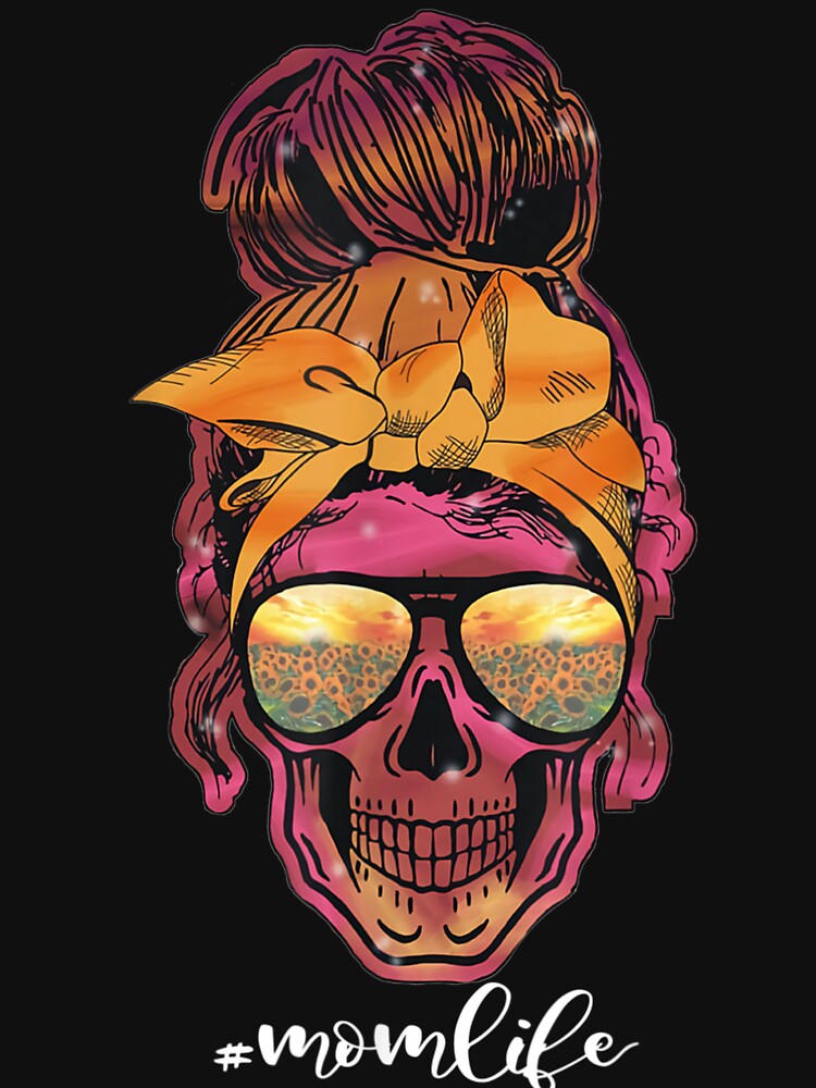 Hippie Skull Momlife Sunflower Glasses Hair Bandana Mother by ClarkeLilly T-Shirts, Hoodie, Sweatshirt (Image 3)