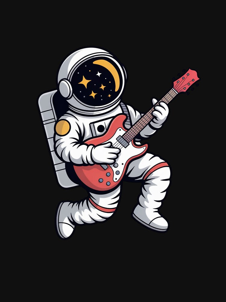 Astronaut Playing Guitar Cartoon | Funny Space Rock Artwork by ColorSplash123 T-Shirts, Hoodie, Sweatshirt (Image 3)