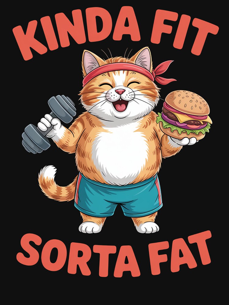 Kinda Fit Sorta Fat Gym Cat by Veroniadic