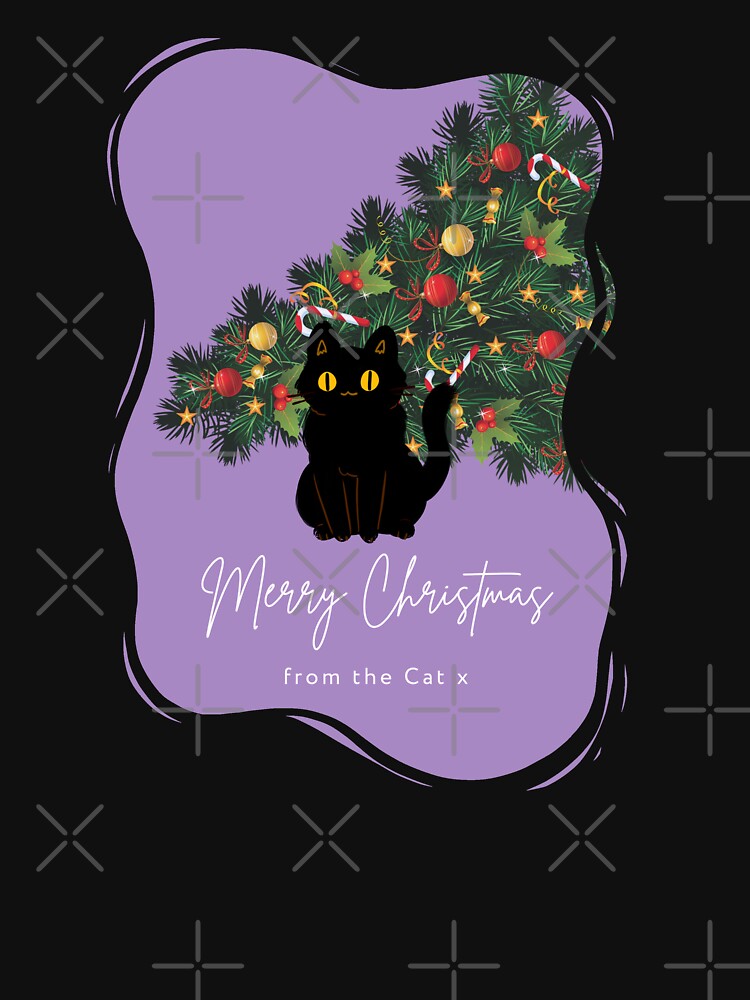 Merry Christmas From The Cat - Purple Christmas Aesthetic by mydoodlesateme T-Shirts, Hoodie, Sweatshirt (Image 3)