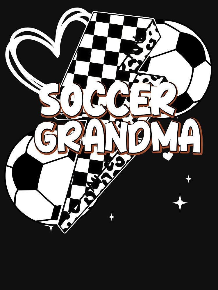 Leopard Soccer Grandma Checkered Bolt Tee by LarryMBrown