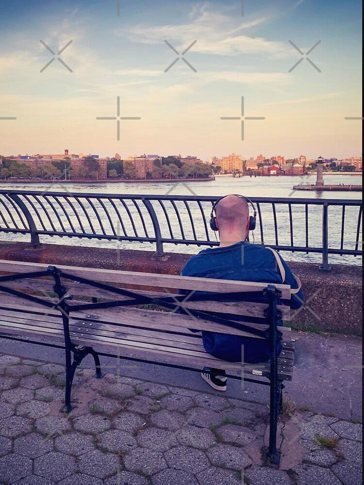 Sunset Carl Schulz Park Bench Lonely Man Manhattan New York City by eleonoraingrid T-Shirts, Hoodie, Sweatshirt (Image 3)