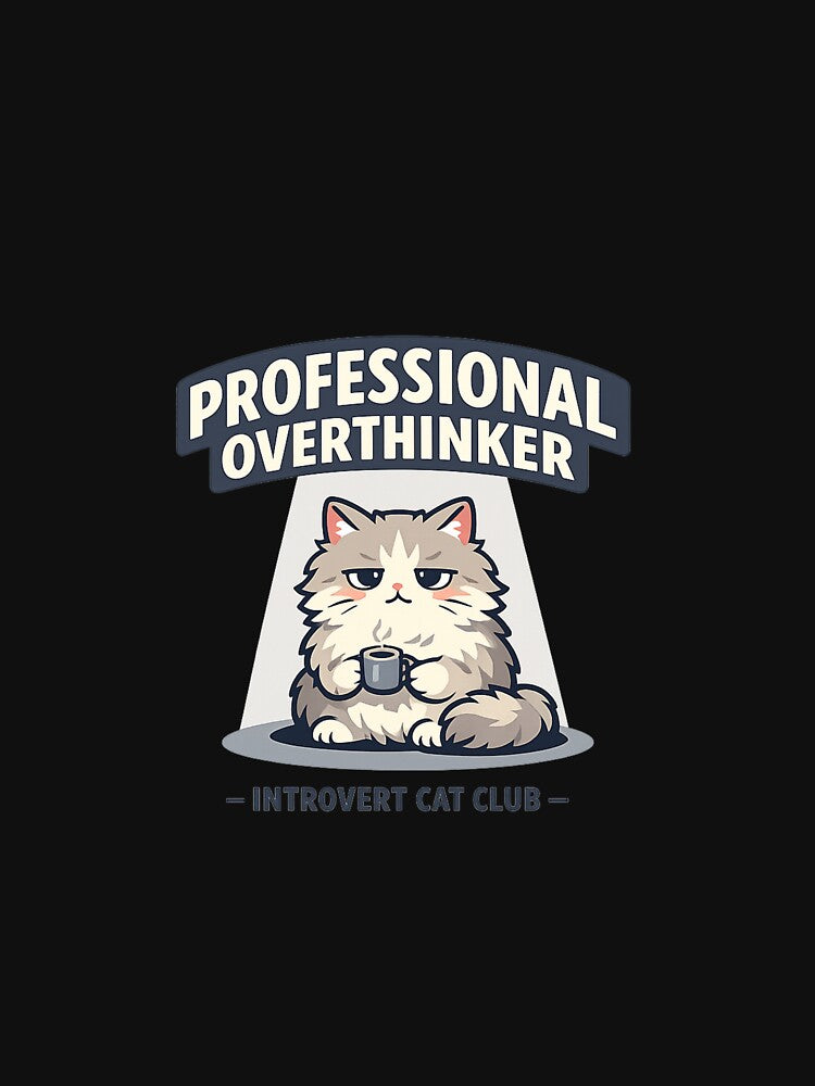 Professional Overthinker – Introvert Cat Club Funny Cat Lover T-Shirt by Cozy Cat Collective Hoodie, Sweatshirt (Image 3)