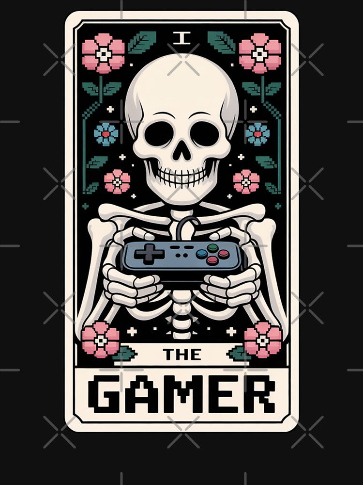 The Gamer Skeleton Playing Games Tarot Card Design by Blok45 T-Shirts, Hoodie, Sweatshirt | BlankRebels.com (Image 3)