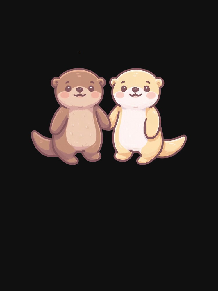 kawaii otters holding hands by CollieCreates T-Shirts, Hoodie, Sweatshirt | BlankRebels.com (Image 3)