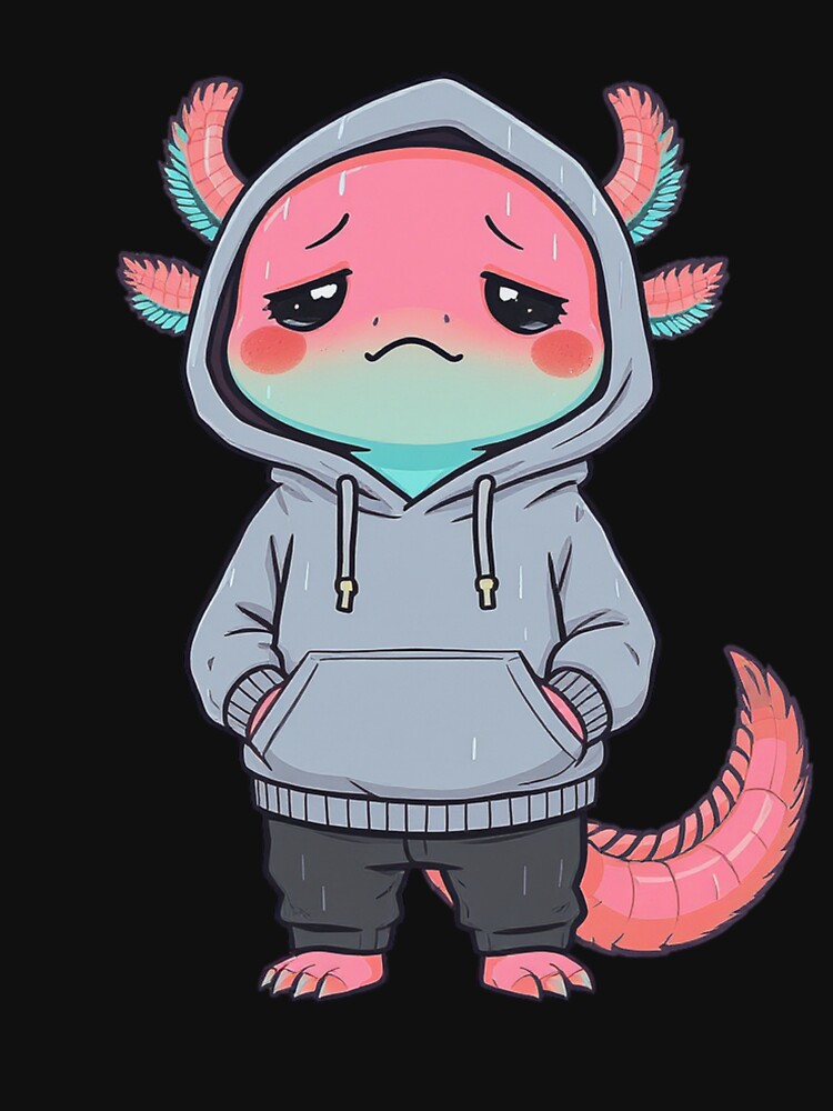 Rainy Day Axolotl – Calm Lo-Fi Mood Illustration by ColorSplash123 T-Shirts, Hoodie, Sweatshirt | BlankRebels.com (Image 3)