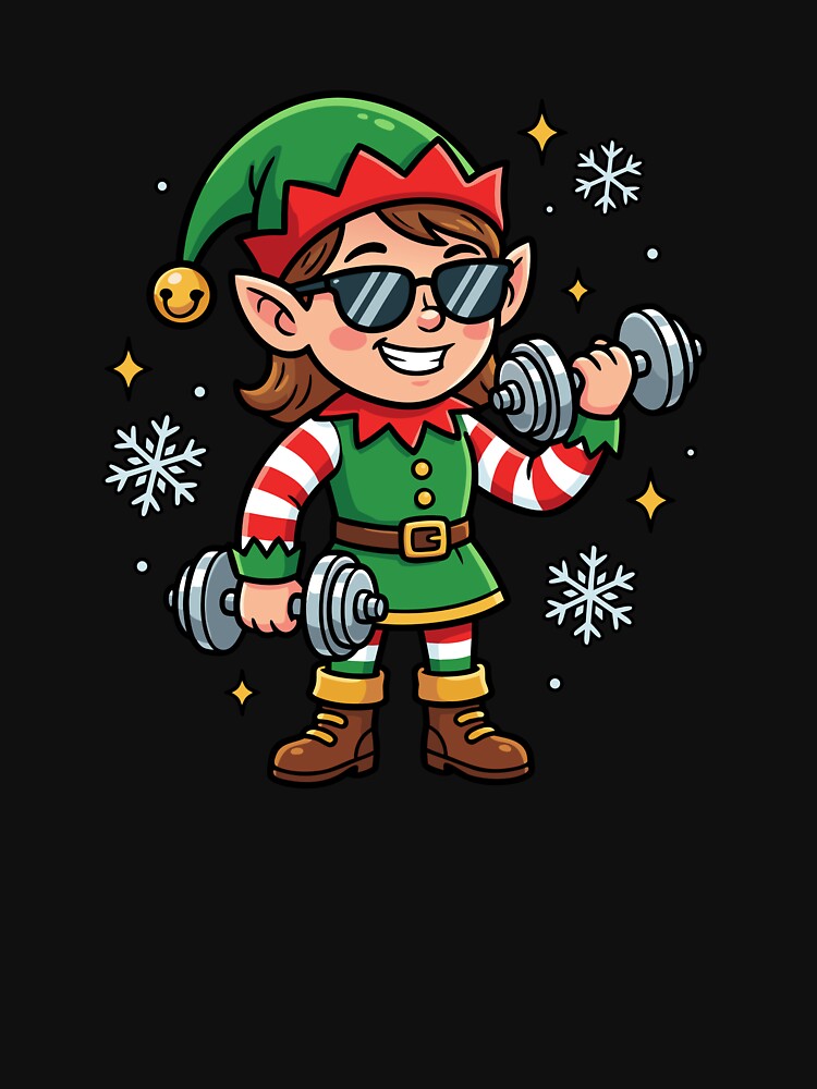 Christmas Elf Weightlifter Gym Women's Funny Workout Gear by DynamicDesign T-Shirts, Hoodie, Sweatshirt (Image 3)