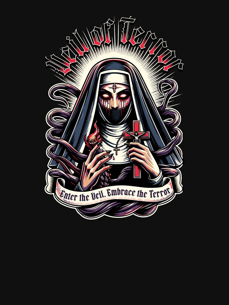 Dark Nun Horror – Gothic Occult Illustration Art by Emagicc T-Shirts, Hoodie, Sweatshirt | BlankRebels.com (Image 3)