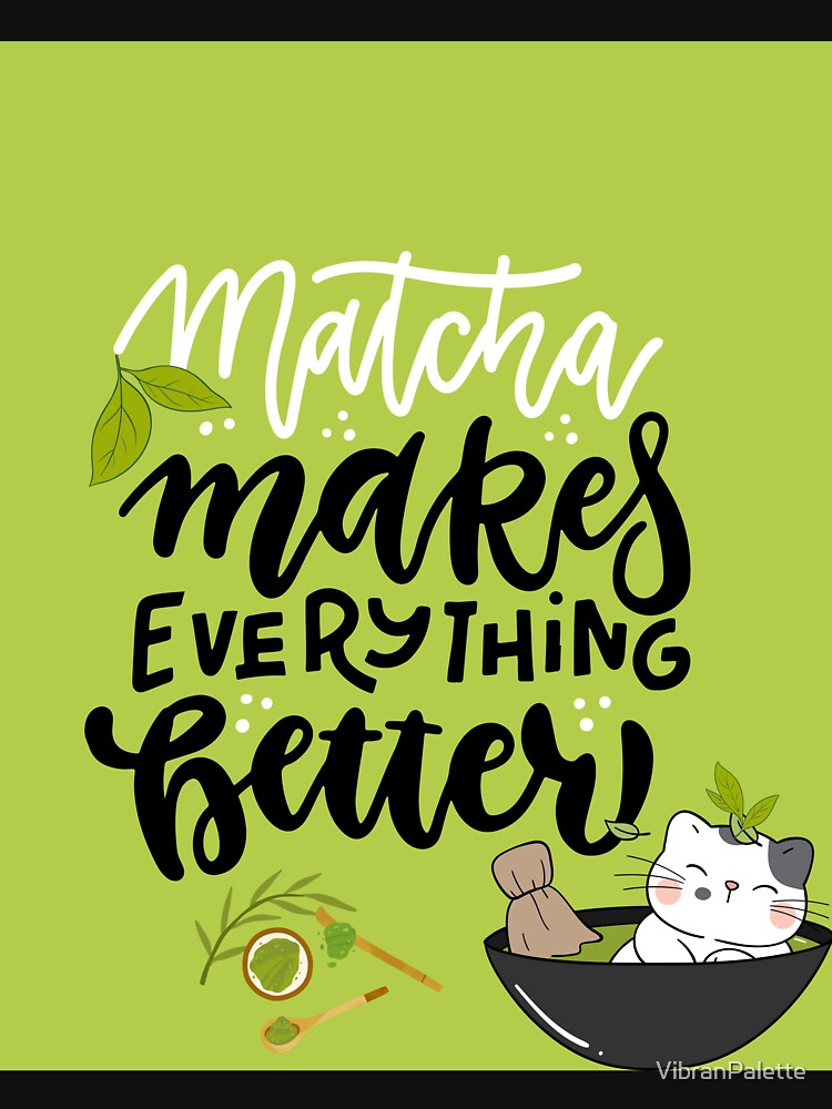 Matcha Magic: Cute Cat Tea Illustration by VibranPalette T-Shirts, Hoodie, Sweatshirt | BlankRebels.com (Image 3)