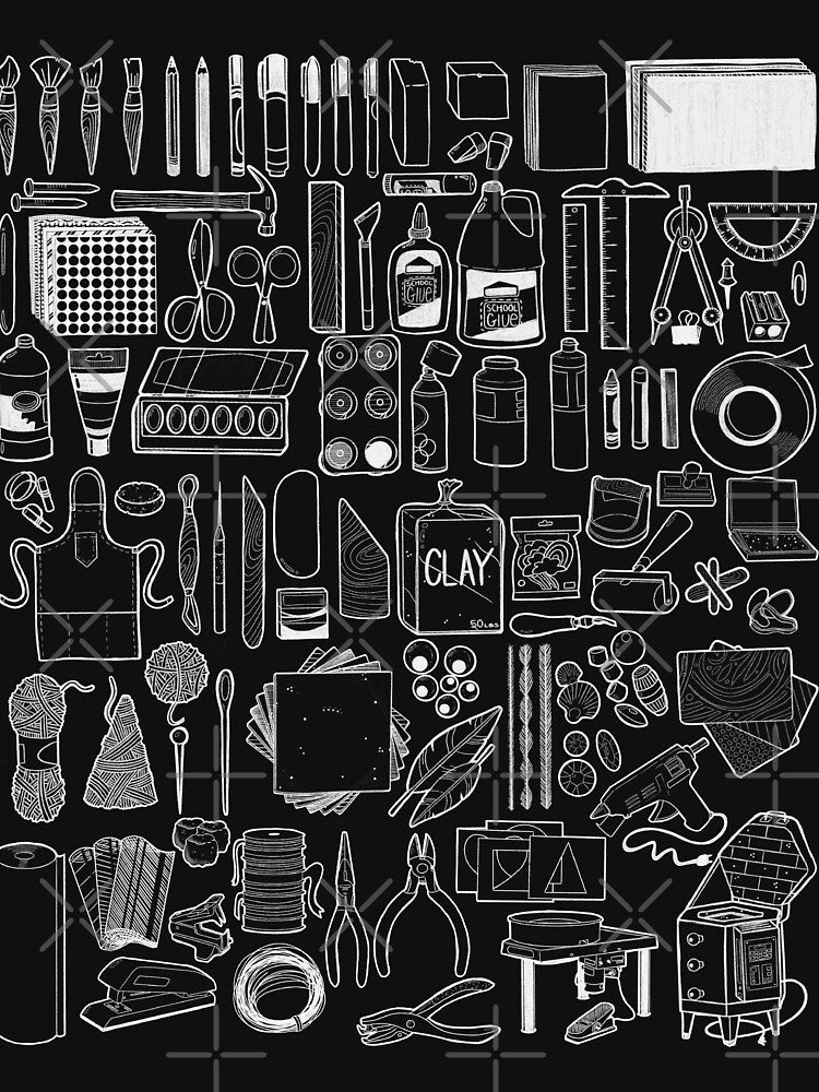 85+ Art Supply Doodles in White by thecraftace T-Shirts, Hoodie, Sweatshirt | BlankRebels.com (Image 3)