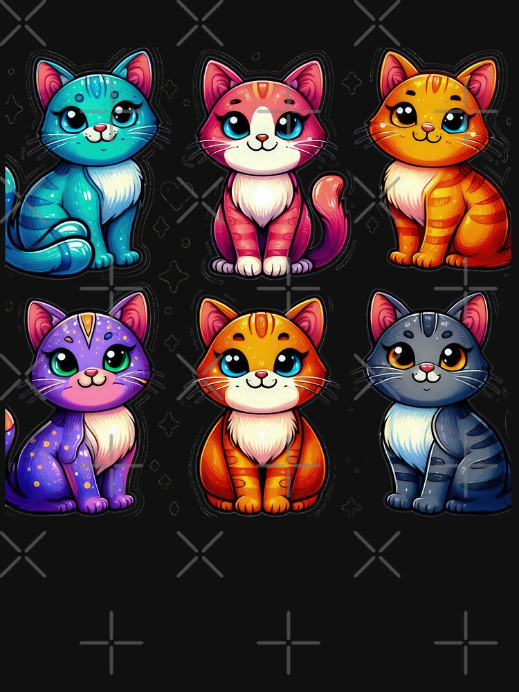 cute funny cat pattern with colorful sweet cats,aesthetic cat art,funny cat,Cat Lover,cute cat,cat pattern by Expressions-Sel