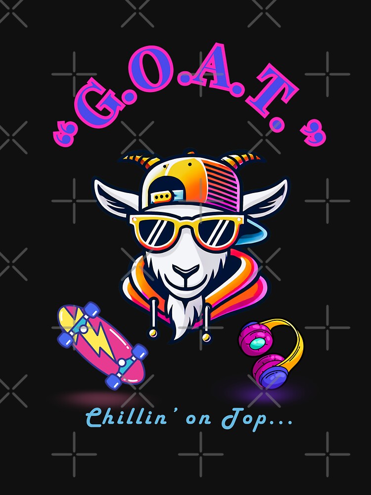 Chill G.O.A.T. Skateboard Vibes Design T-Shirt (Image 3)