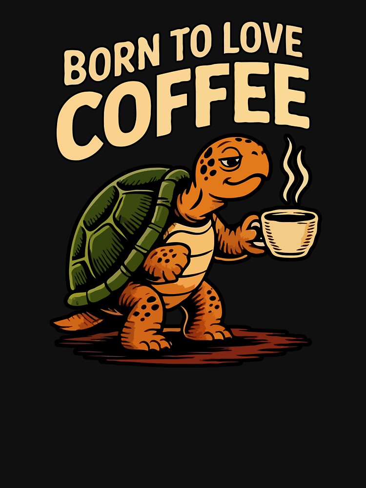 Born to Love Coffee – Cute Turtle Coffee Lover Design | Funny Caffeine Quote Animal Art by BrainBubbleArt... (Image 3)