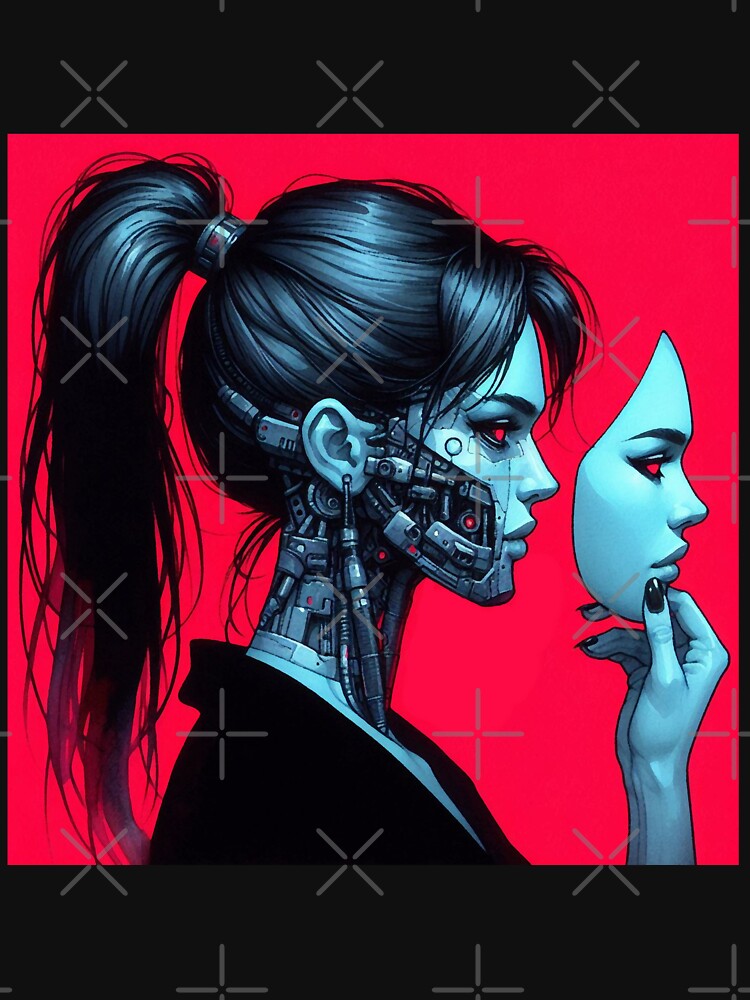 Cyberpunk Neon Girl Cyborg without Mask by RESToRAPTOR T-Shirts, Hoodie, Sweatshirt | BlankRebels.com (Image 3)
