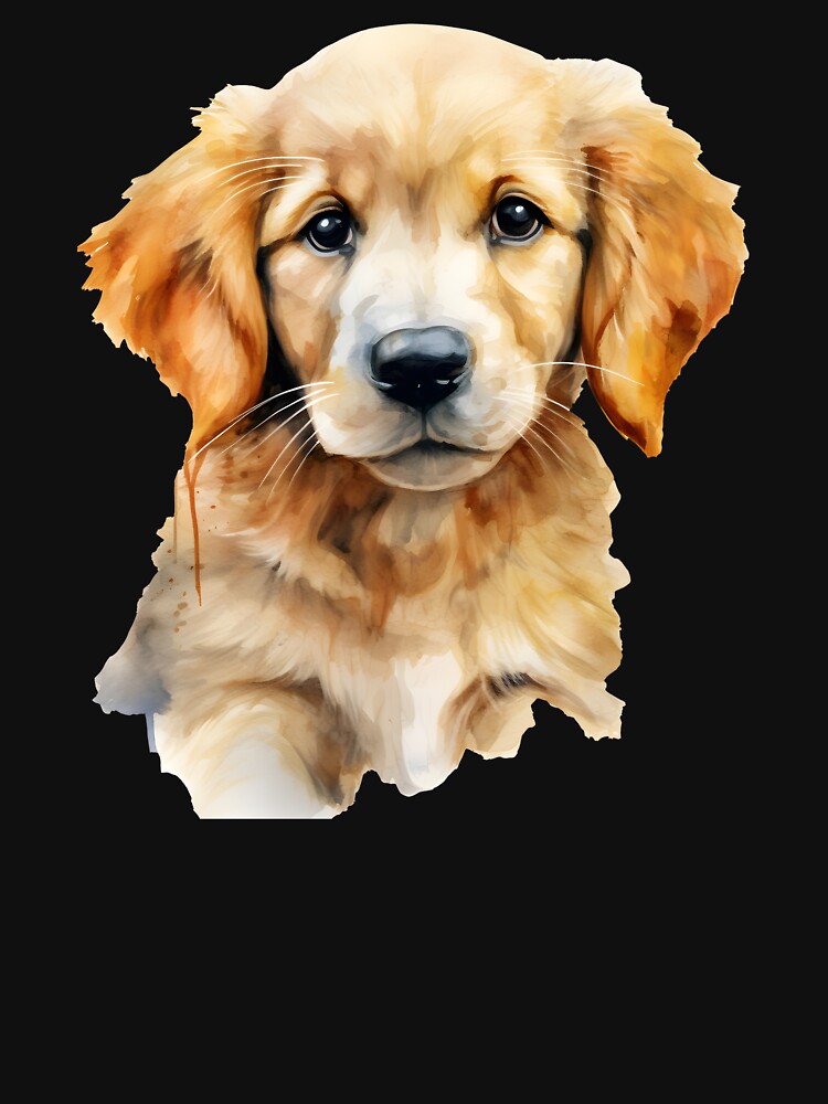golden retriever watercolor illustration, puppy dog by ArtHideaway T-Shirts, Hoodie, Sweatshirt | BlankRebels.com (Image 3)